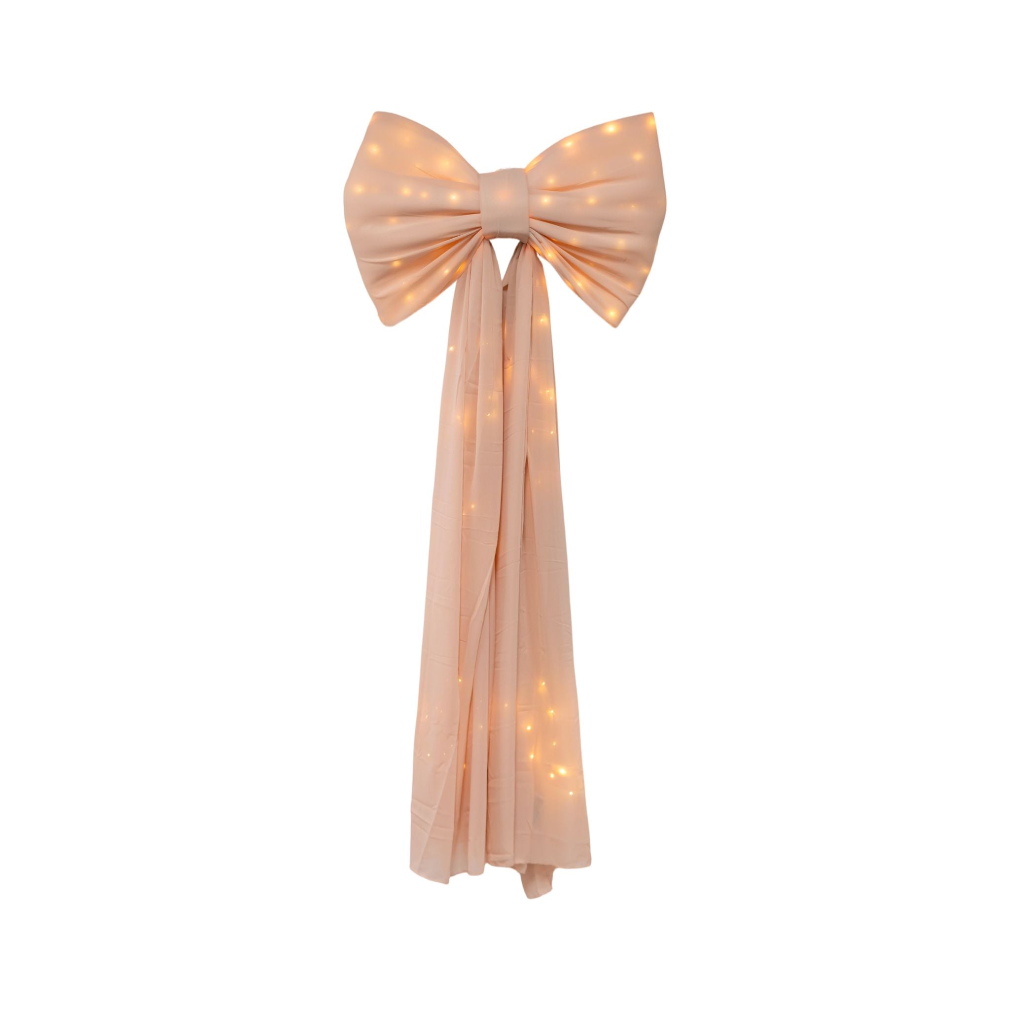 LED Chiffon Bow for Backdrop Blush/Rose Gold full view