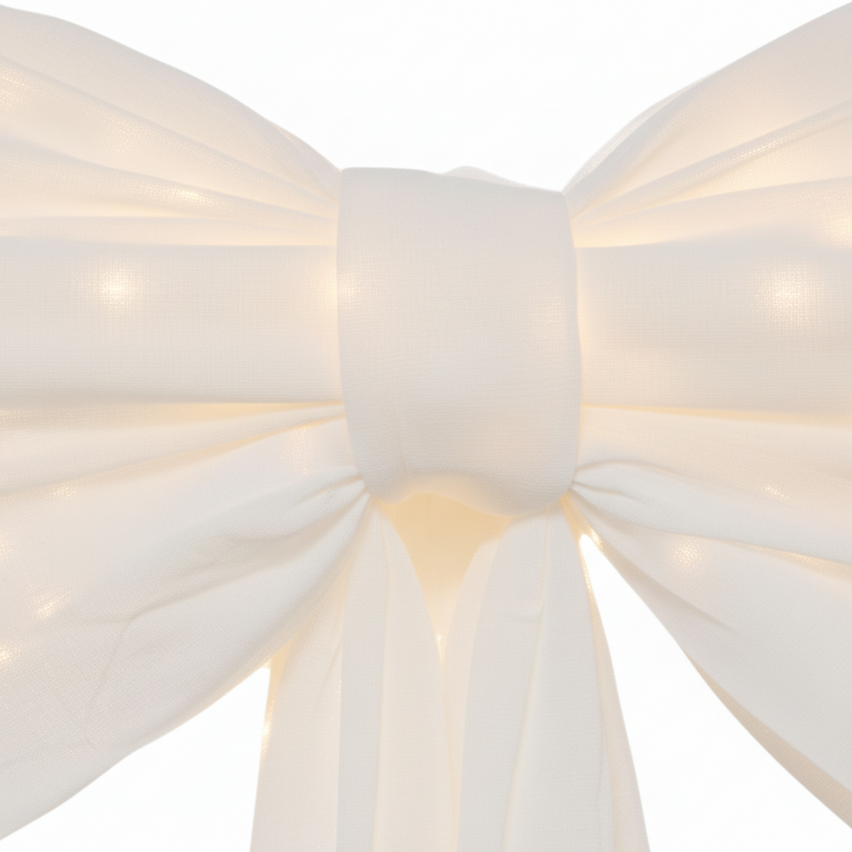 LED Chiffon Bow Backdrop Ivory close up of the center