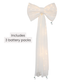 LED Chiffon Bow for Backdrop Ivory infographic showing three battery packs