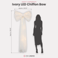 LED Chiffon Bow for Backdrop Ivory infographic height comparison