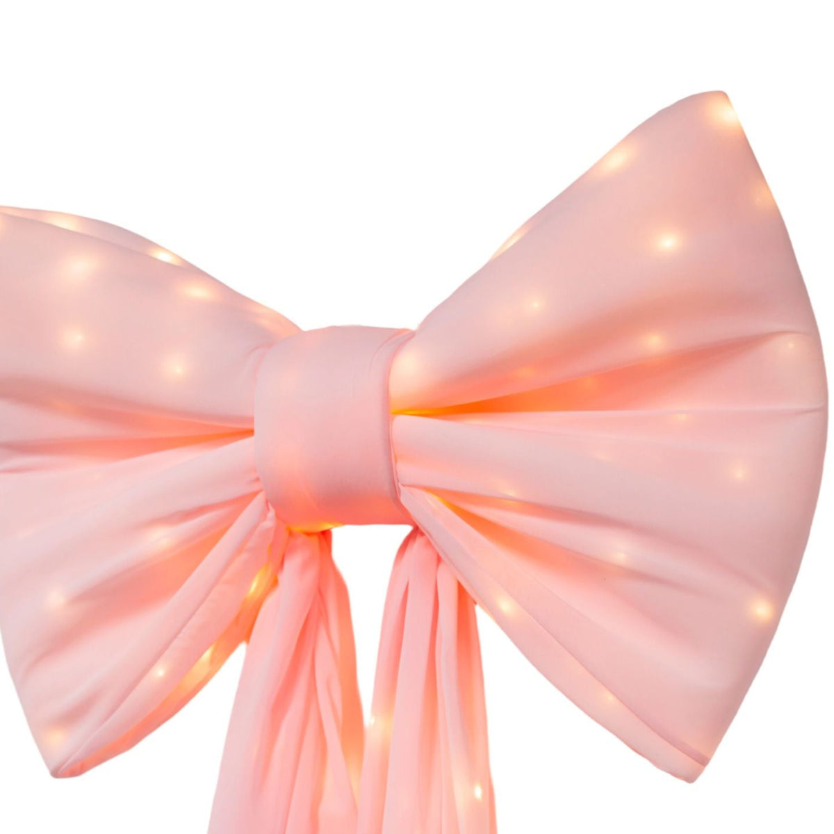 LED Chiffon Bow for Backdrop Pastel Pink close up
