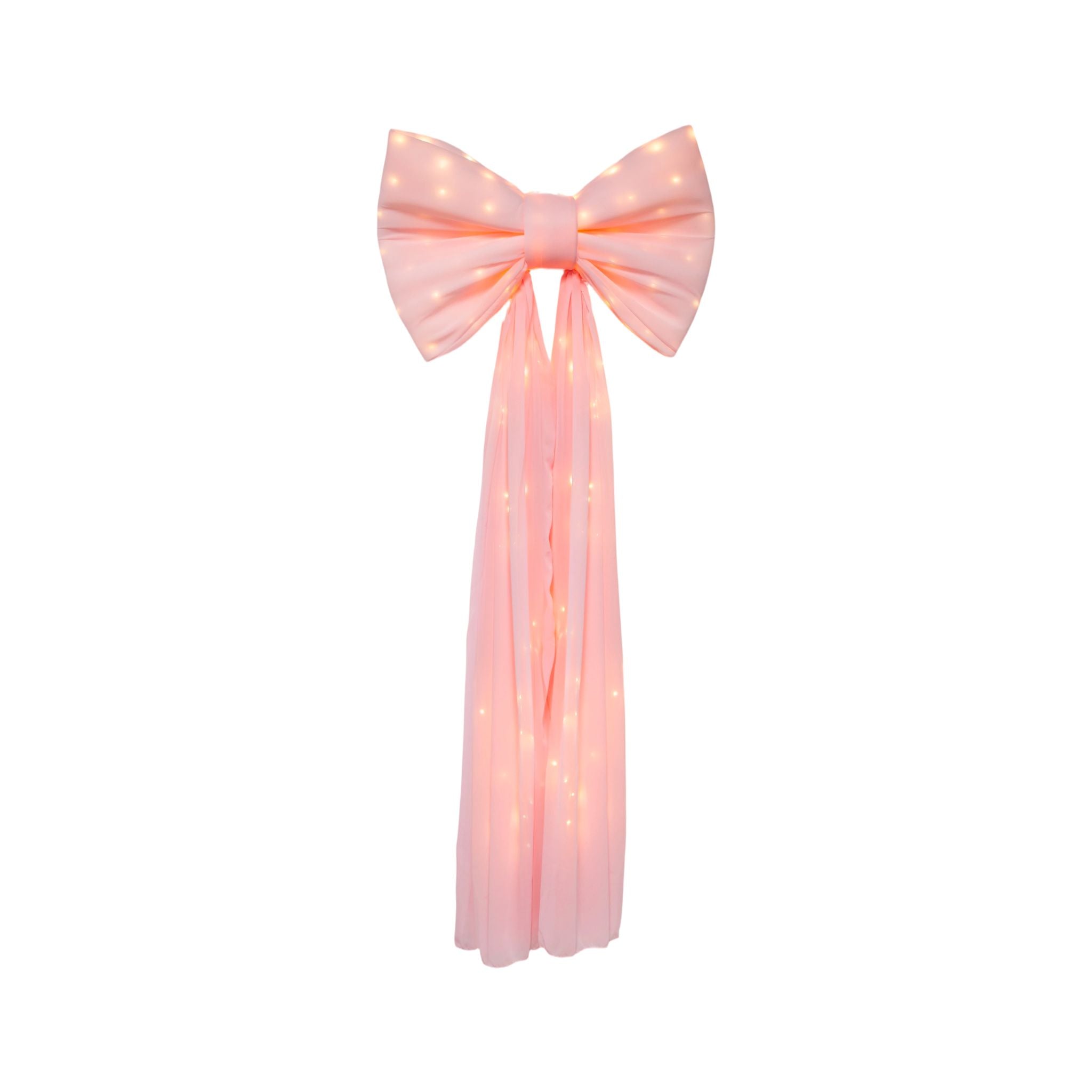 LED Chiffon Bow for Backdrop Pastel Pink full view
