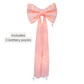 LED Chiffon Bow for Backdrop Pastel Pink infographic showing 3 battery packs
