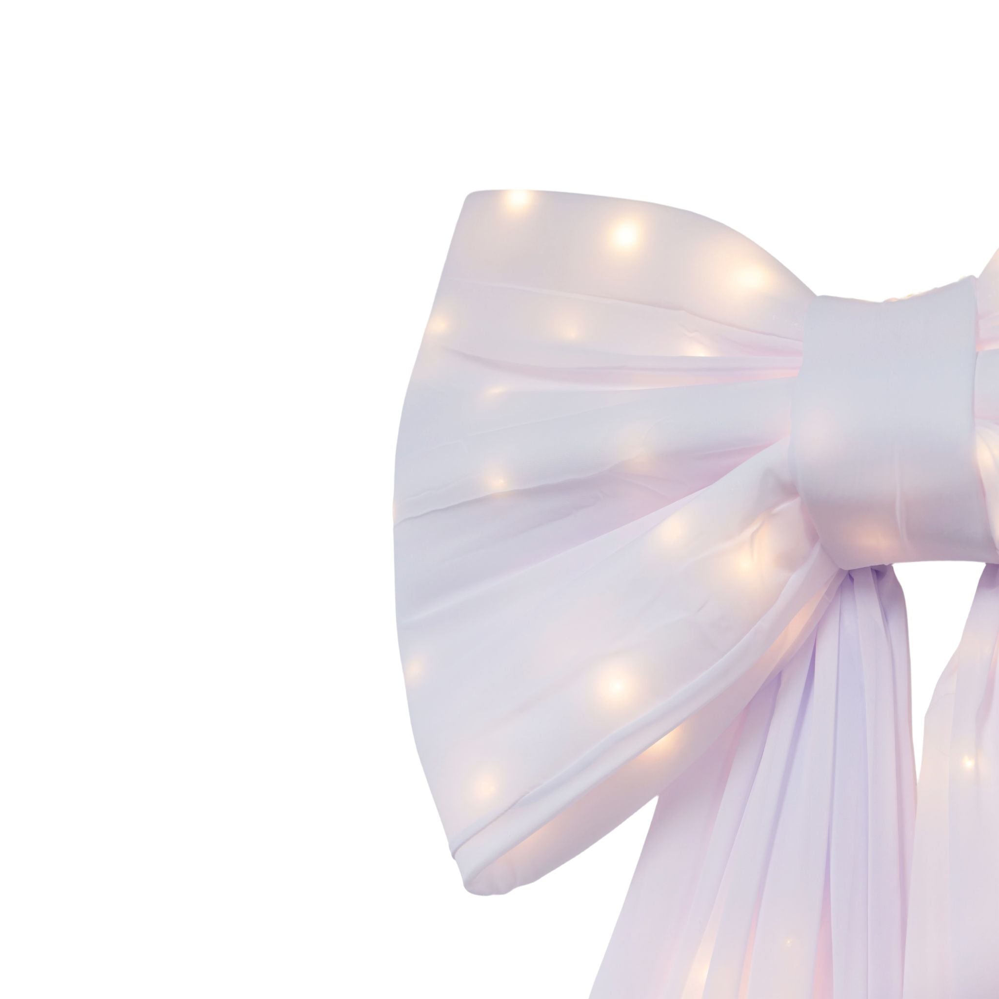 LED Chiffon Bow for Backdrop White edge close up