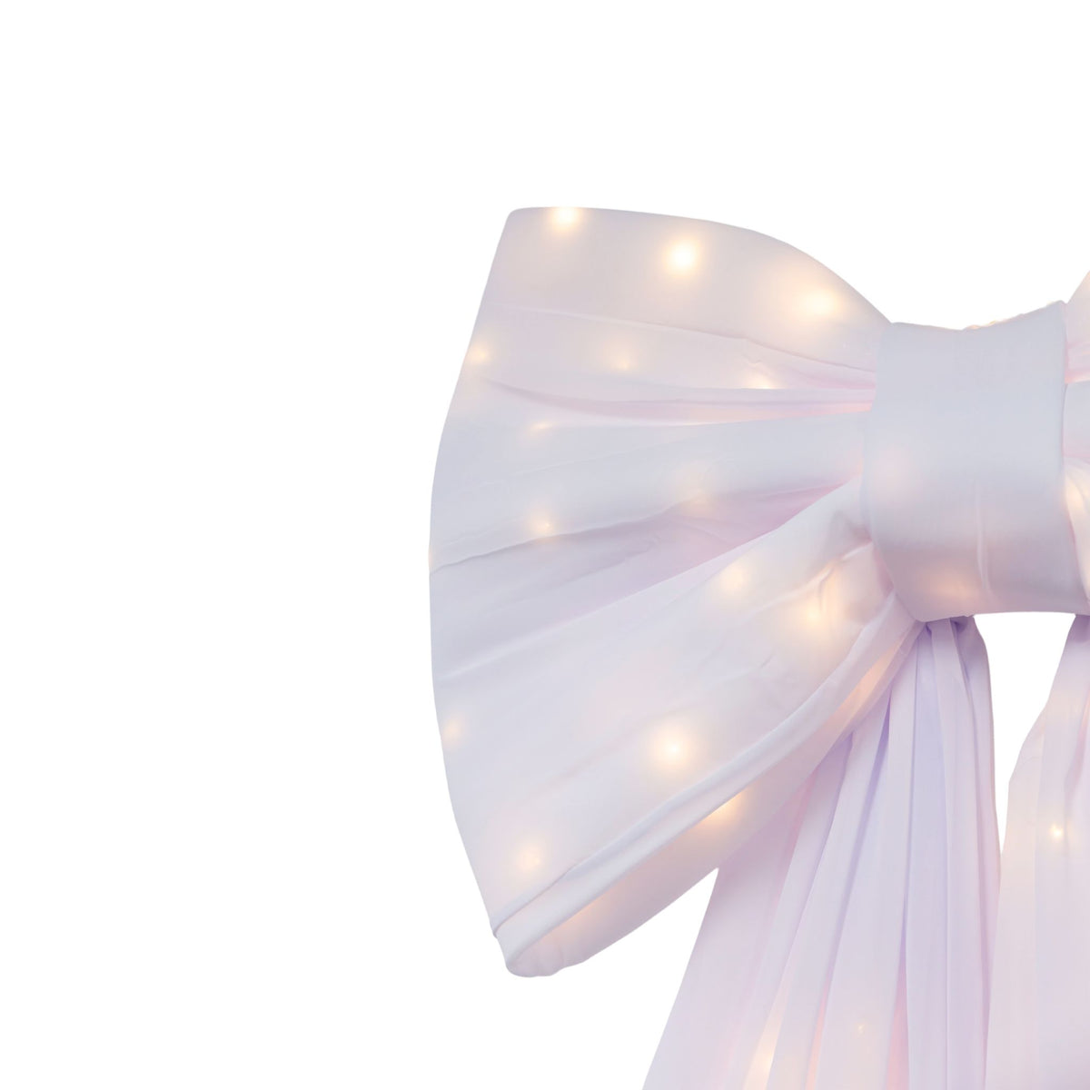 LED Chiffon Bow for Backdrop White edge close up