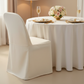 LIFETIME folding chair Cover - Light Ivory/Off White for wedding reception with gold charger plate | white dinner plate | white tablecloth 