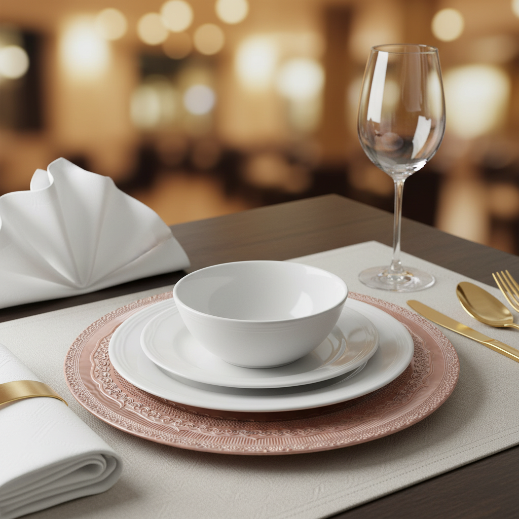 Lace Embossed Acrylic Plastic Charger Plate - Blush