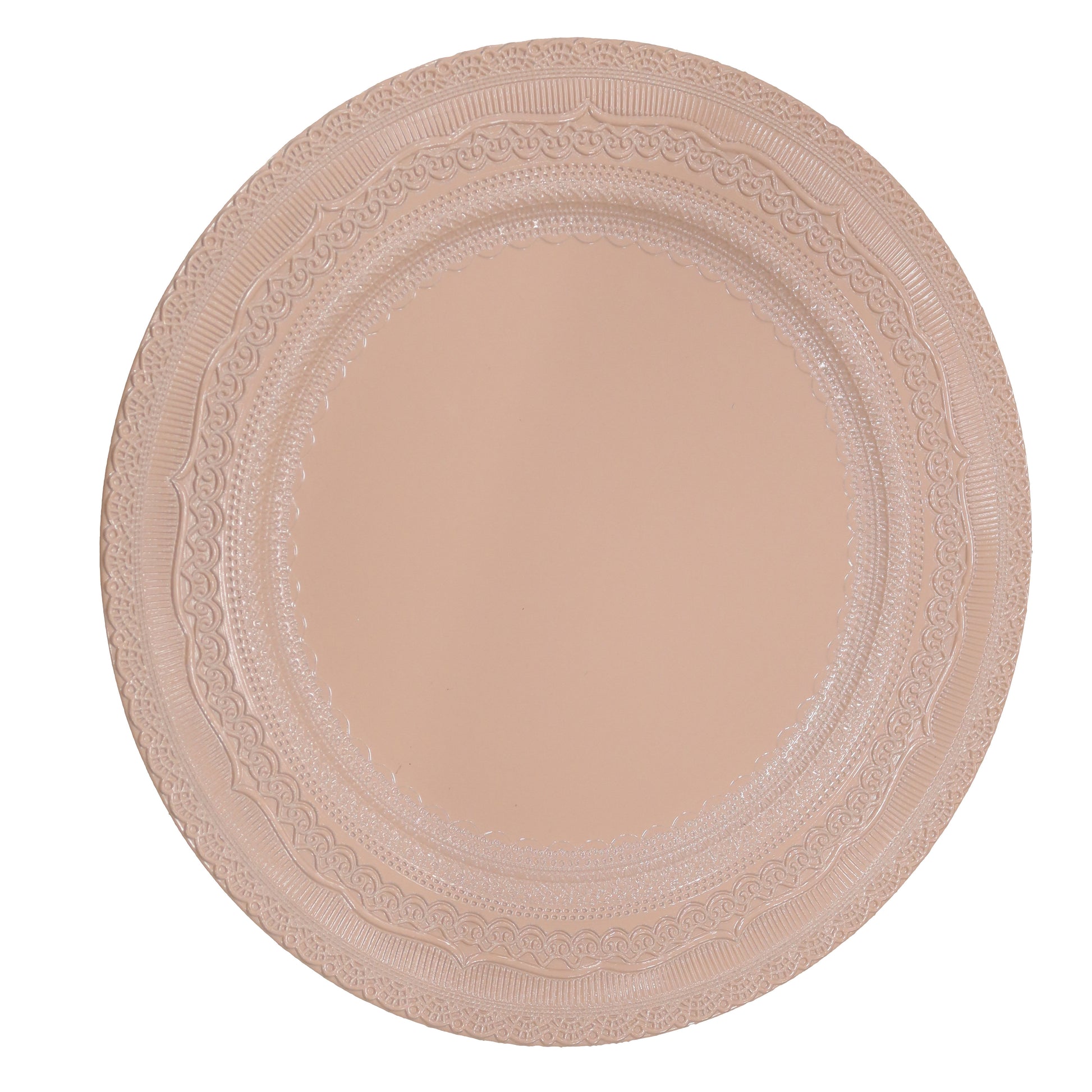 Lace Embossed  Acrylic Plastic Charger Plate Pink Blush 