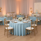 baby shower setup with Lamour Satin 120" Round Tablecloth - Baby Blue