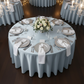 top view of Lamour Satin 120" Round Tablecloth - Dusty Blue