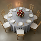 Lamour Satin 120" Round Tablecloth - Gray/Silver | charger plate | dinner plate | wine goblets | flower centerpiece |