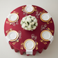 Lamour Satin 132" Round Tablecloth - Apple Red | charger plate | wine goblets | centerpiece |