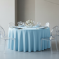 Lamour Satin 132" Round Tablecloth - Baby Blue | charger plate | wine goblets | flower centerpiece 