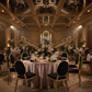 reunion celebration with Lamour Satin 132" Round Tablecloth - Taupe