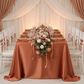 Lamour Satin 90" x 132" Rectangular Tablecloth - Terracotta