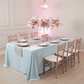 Lamour Satin 90"x156" Rectangular Oblong Tablecloth - Dusty Blue | charger plate | runner | wine goblets | centerpiece |