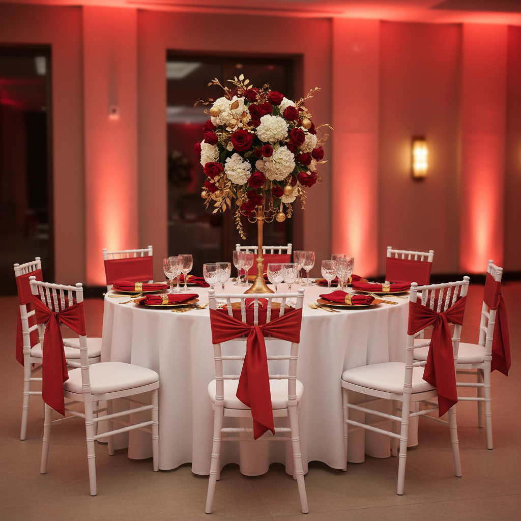 Lamour Satin Chair Sash - Apple Red