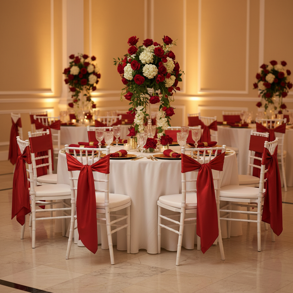 Lamour Satin Chair Sash - Apple Red