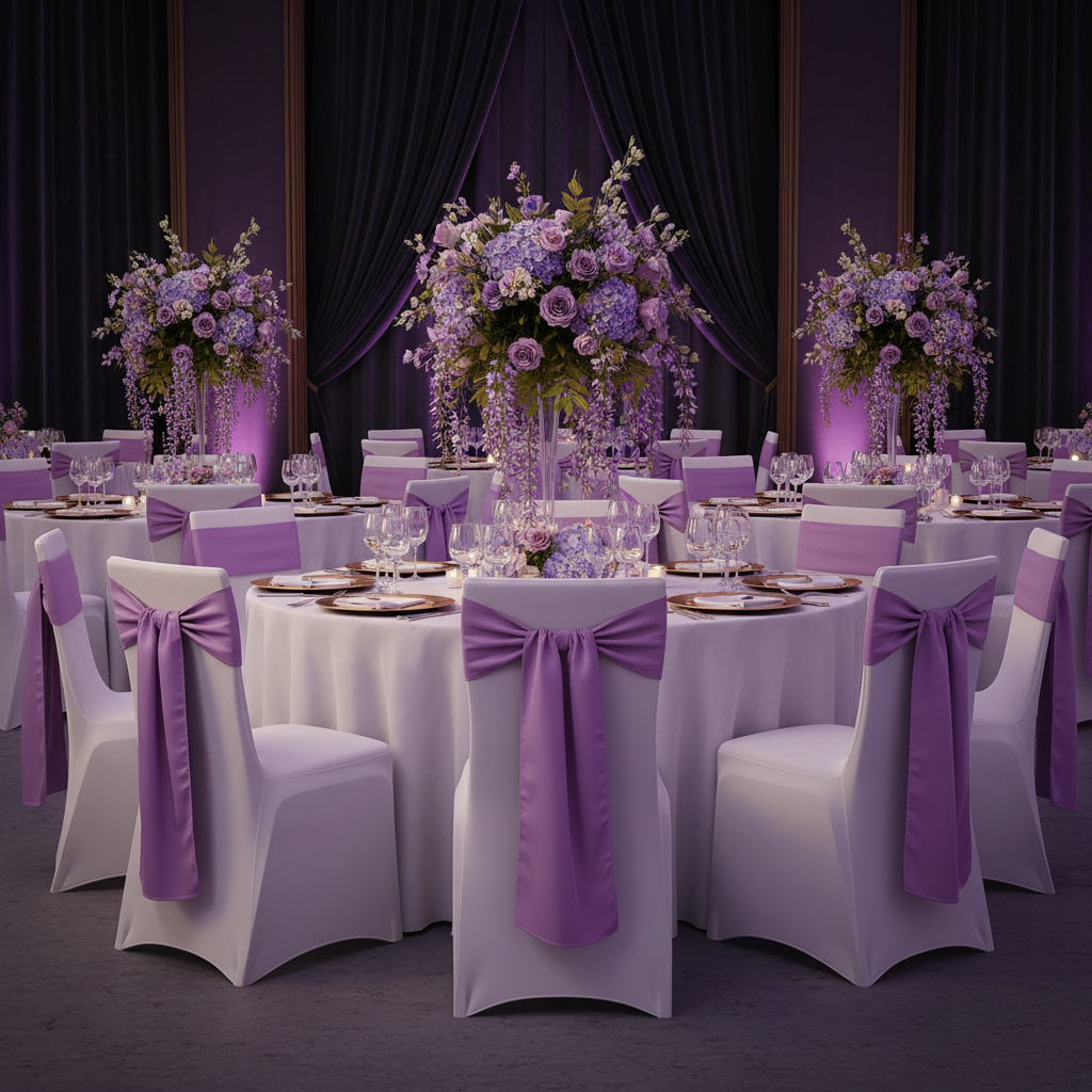 Lamour Satin Chair Sash - Victorian Lilac/Wisteria