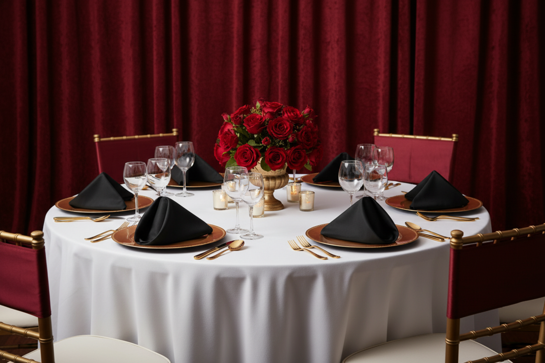 prom night with Lamour Satin Napkin 20"x20" - Black

