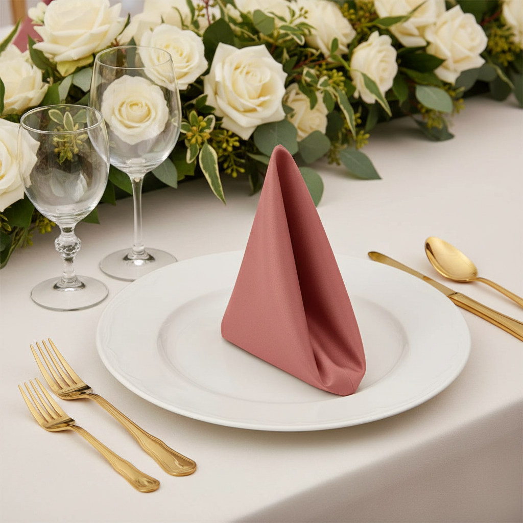 Lamour Satin Napkin 20"x20" - Cinnamon Rose