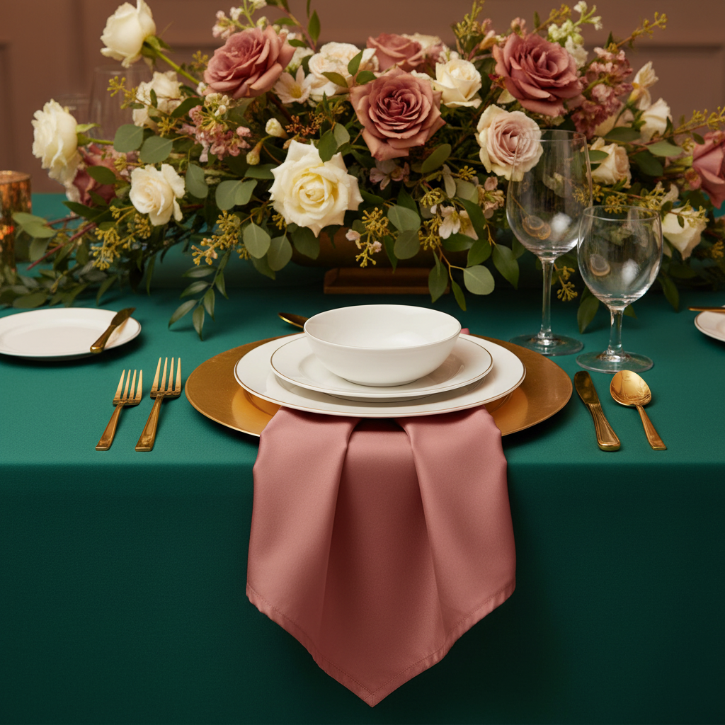 Lamour Satin Napkin 20"x20" - Cinnamon Rose