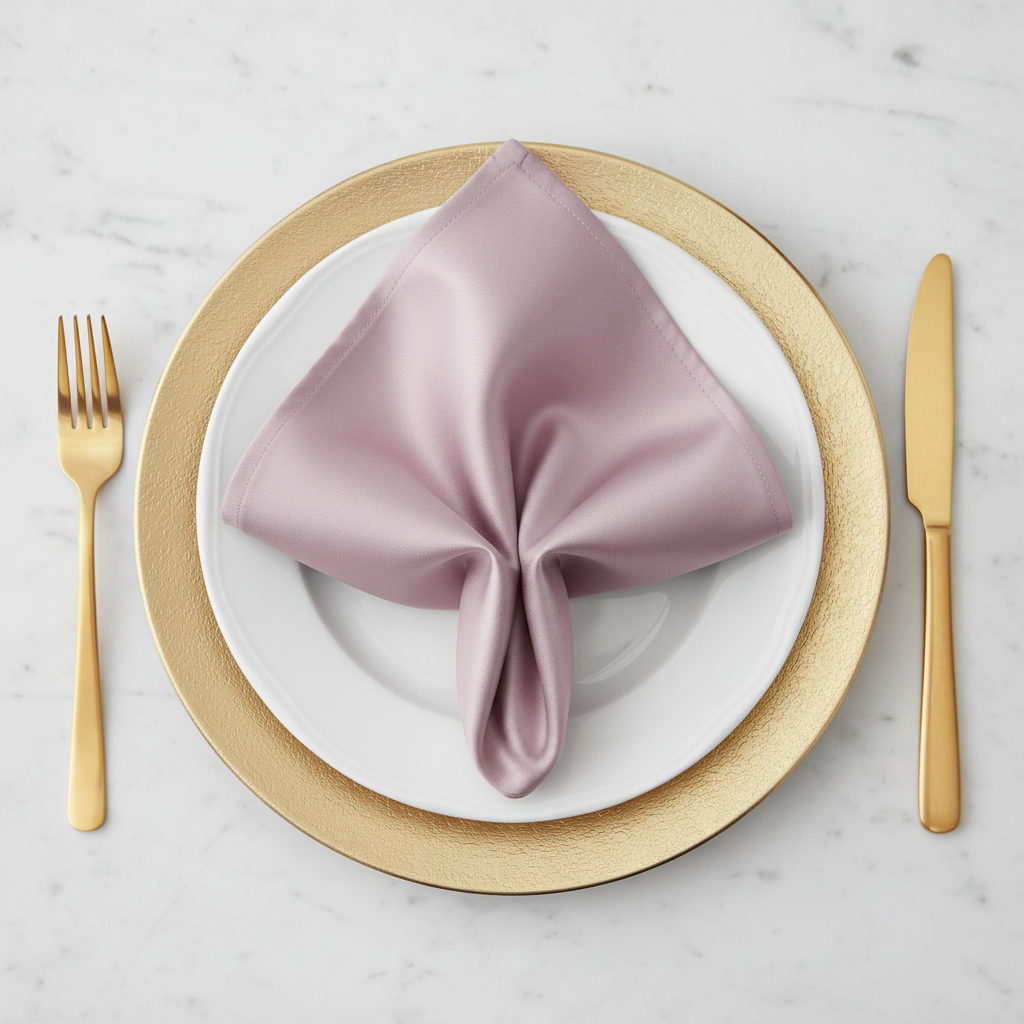 Lamour Satin Napkin 20"x20" - Dusty Rose/Mauve
