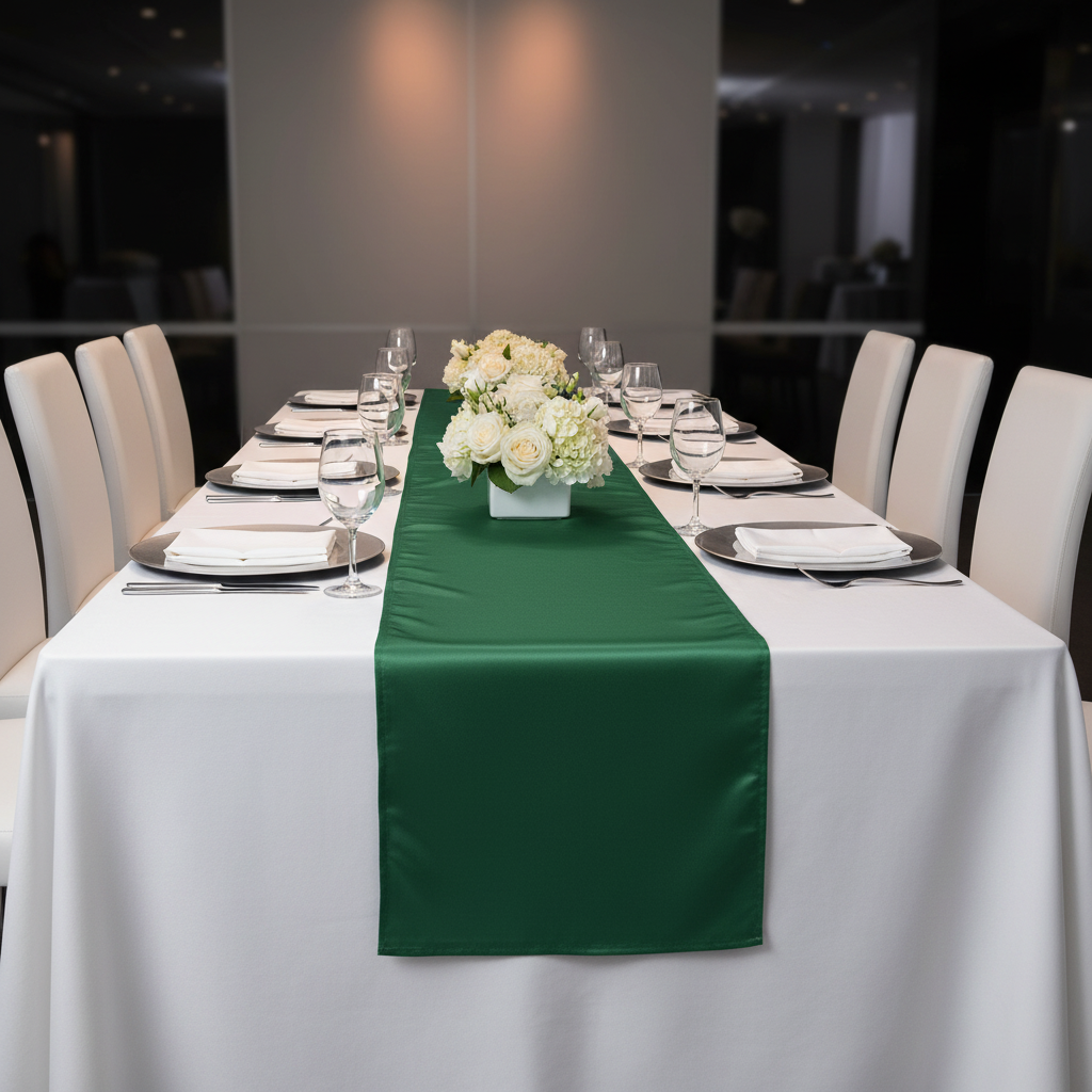 Lamour Satin Table Runner - Emerald Green
