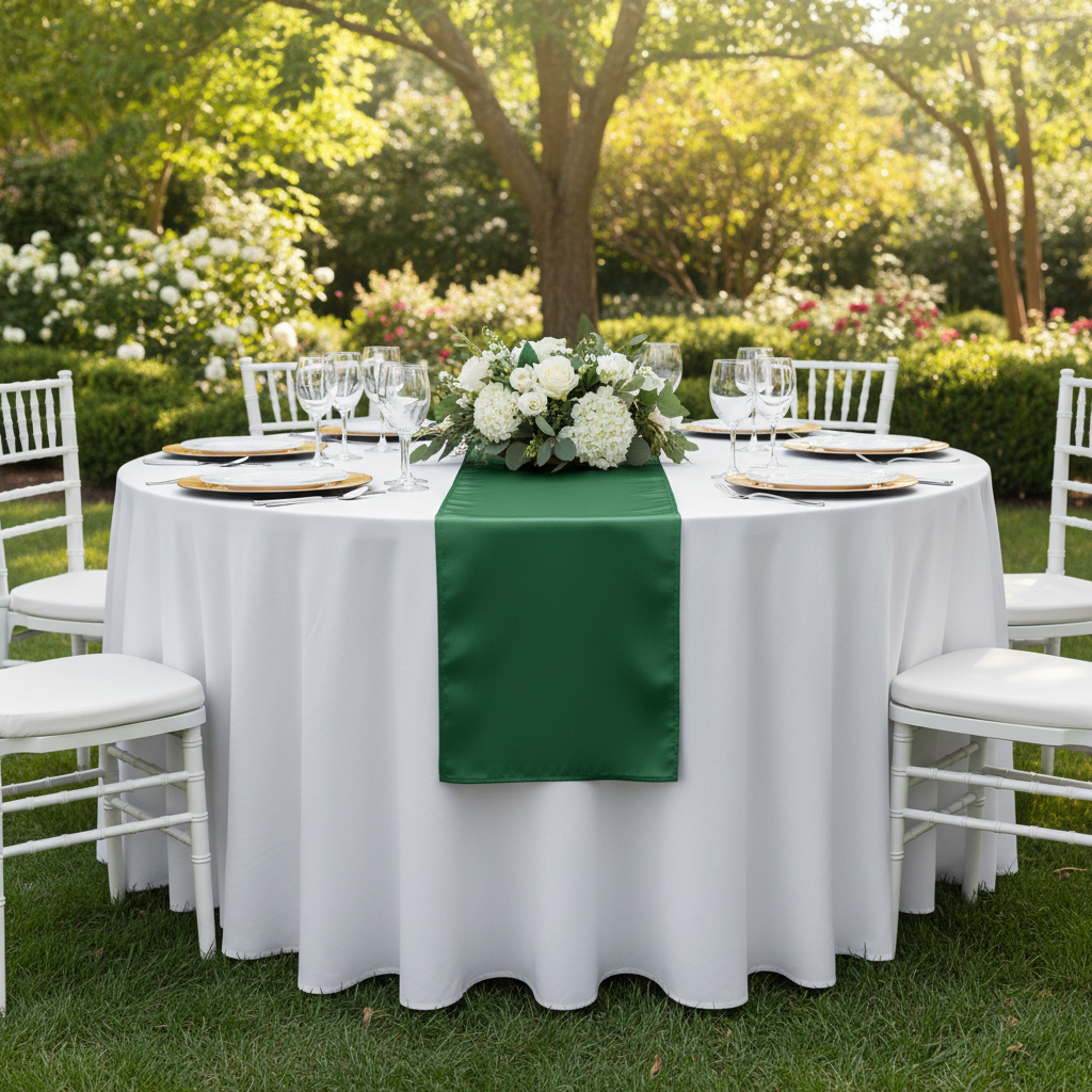 Lamour Satin Table Runner - Emerald Green