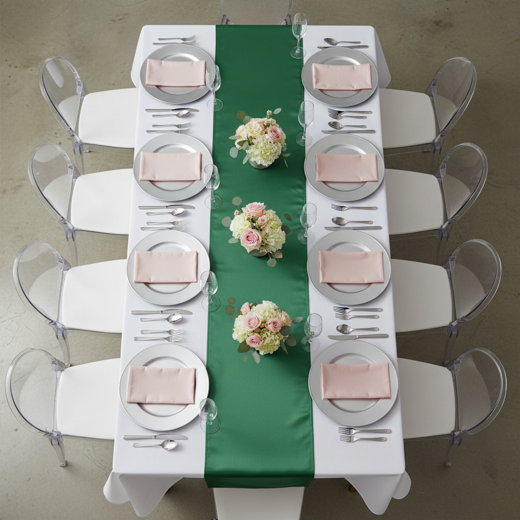 Lamour Satin Table Runner - Emerald Green