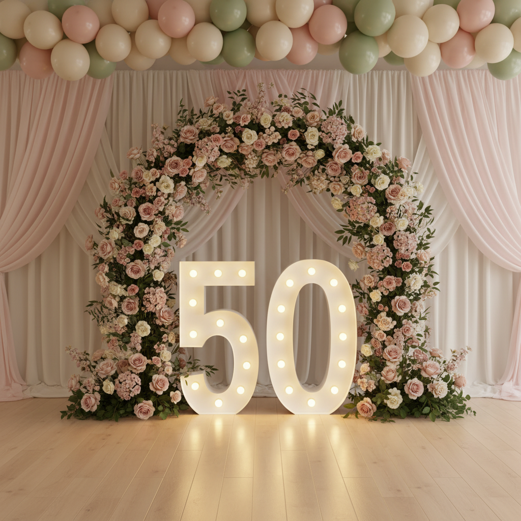 Large 4ft Tall LED Marquee Number - 5 for 50th birthday 
