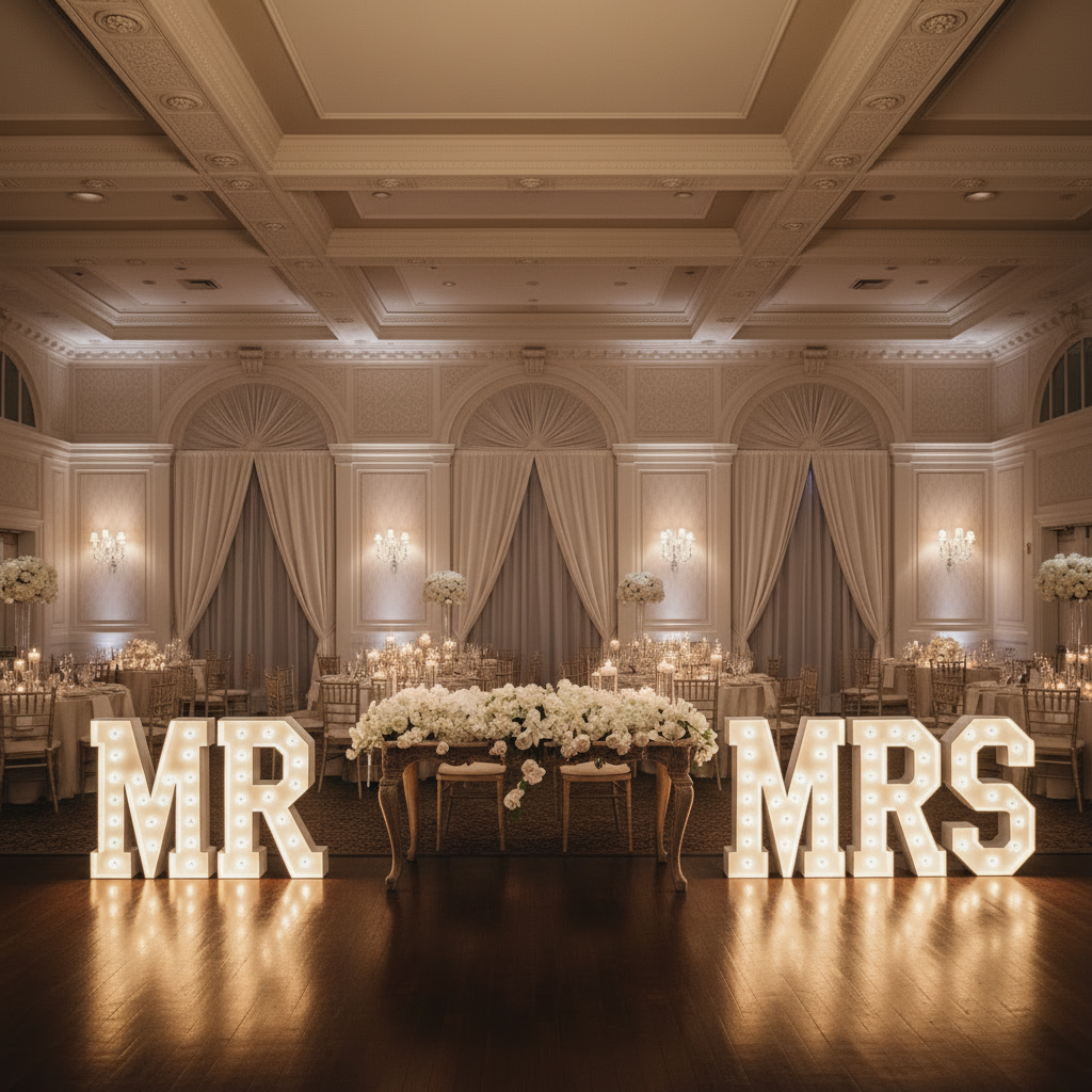 Large 4ft Tall LED Marquee Letter - M for wedding reception