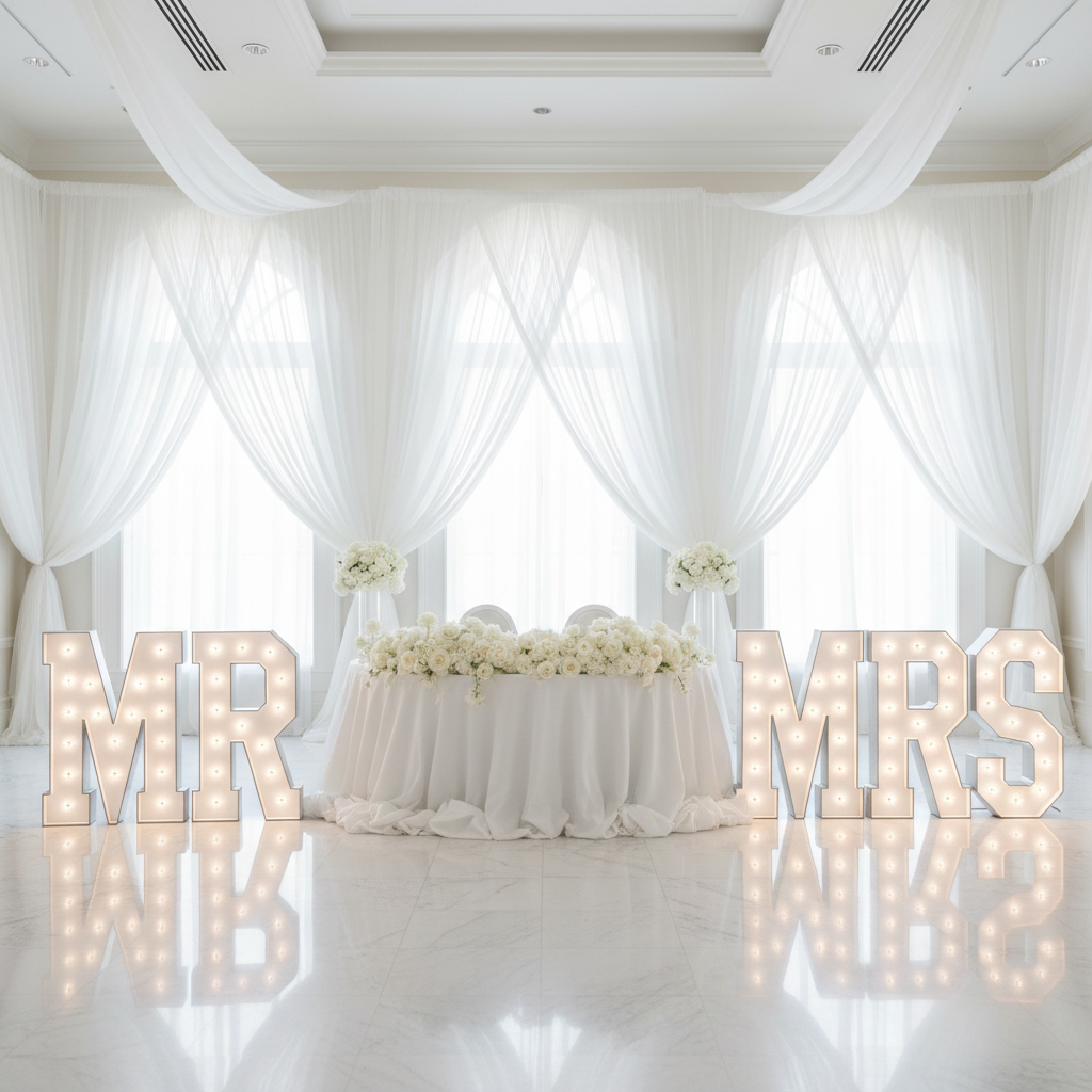 Large 4ft Tall LED Marquee Letter - R
for all white wedding reception