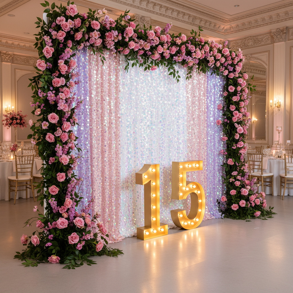 Large Payette Sequin 10ft H x 52" W Drape/Backdrop panel - Iridescent White