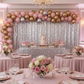 sweet 16 reception with Large Payette Sequin 10ft H x 52" W Drape/Backdrop panel - Silver