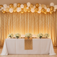 Large Payette Sequin 14ft H x 52" W Drape/Backdrop panel - Gold with white and gold balloons on top for sweet 16 celebration