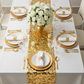 top view flat detail of Large Payette Sequin Table Runner - Gold