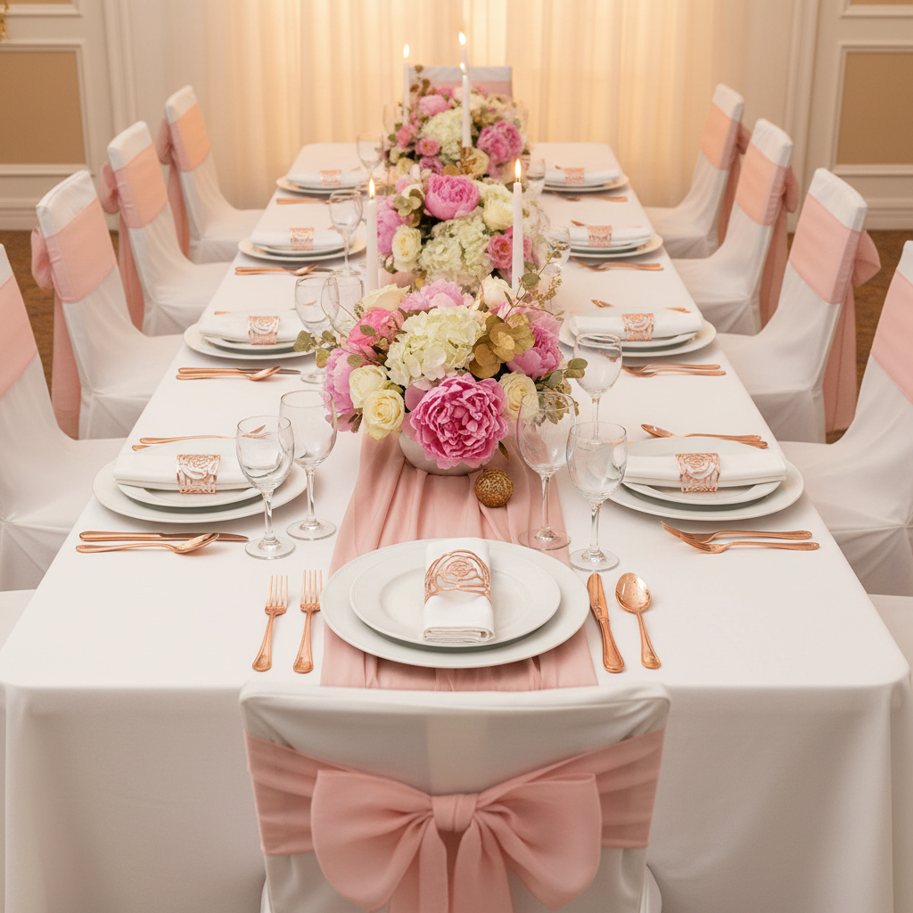 Laser Cut Rose Metal Napkin Ring - Blush/Rose Gold