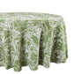 Leaf Branch Jacquard Tablecloth 120" Round - Olive Green Close Up
