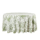 Leaf Branch Jacquard Tablecloth 120" Round - Reversed Olive Green White backrgound