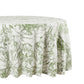 Leaf Branch Jacquard Tablecloth 132" Round - Reversed Olive Green Close Up