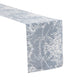 Leaf Branch Reversible Jacquard Table Runner - Dusty Blue - Close Up