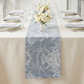 Leaf Branch Reversible Jacquard Table Runner - Dusty Blue - Front View