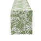 Leaf Branch Reversible Jacquard Table Runner - Olive Green White background