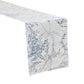 Leaf Branch Reversible Jacquard Table Runner - Reversed Dusty Blue - Close Up