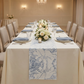 Leaf Branch Reversible Jacquard Table Runner - Reversed Dusty Blue - Front View