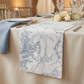 Leaf Branch Reversible Jacquard Table Runner - Reversed Dusty Blue - Lifestyle Close Up