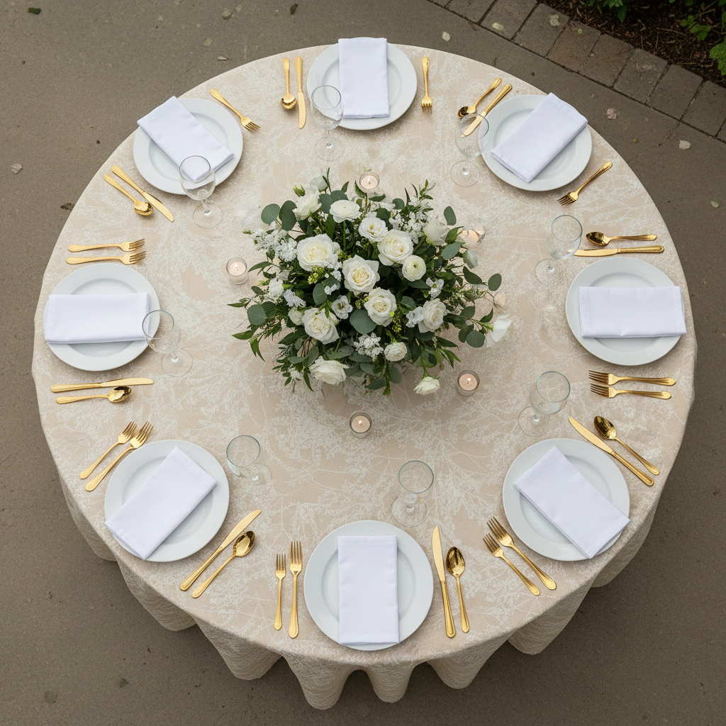 Nappe Ronde Vintage D. Porthault – 100% Coton, Diamètre 230 Cm, Couleur Rose, Made In France