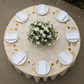 top view detail of Leaf Branch Reversible Jacquard Tablecloth 120" Round  - Champagne