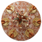 top view of Leaf Branch Reversible Jacquard Tablecloth 120" Round  - Rust